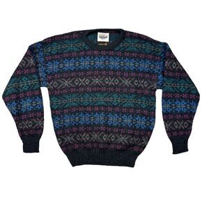 ALPS Wool Sweater Mens Large Multicolor Crew‎ Pullover VTG Nordic Grandpa